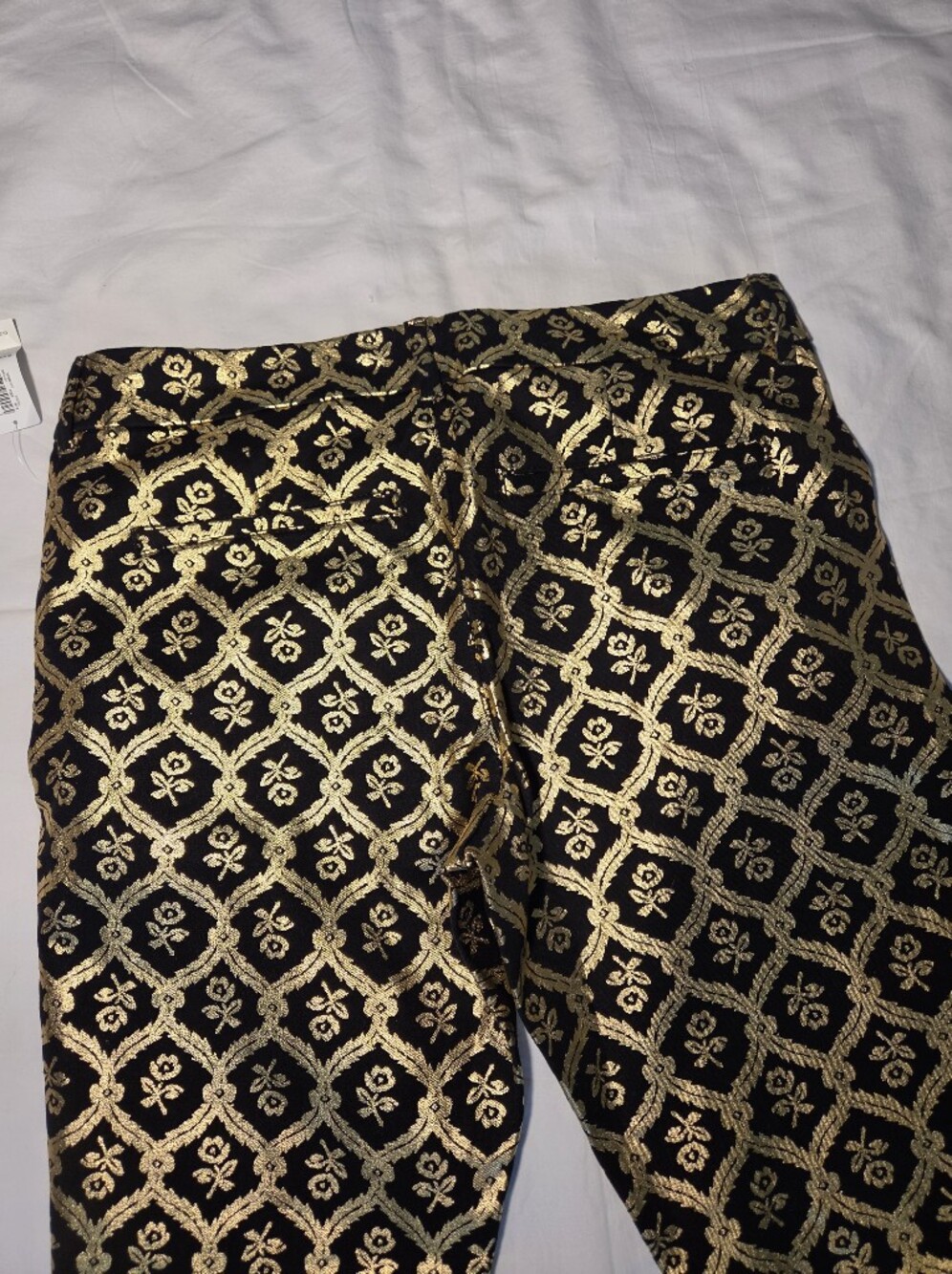 Old Navy Pixie Mid-Rise Gold Black Brocade Ankle Pants 10 - Picture 6 of 12